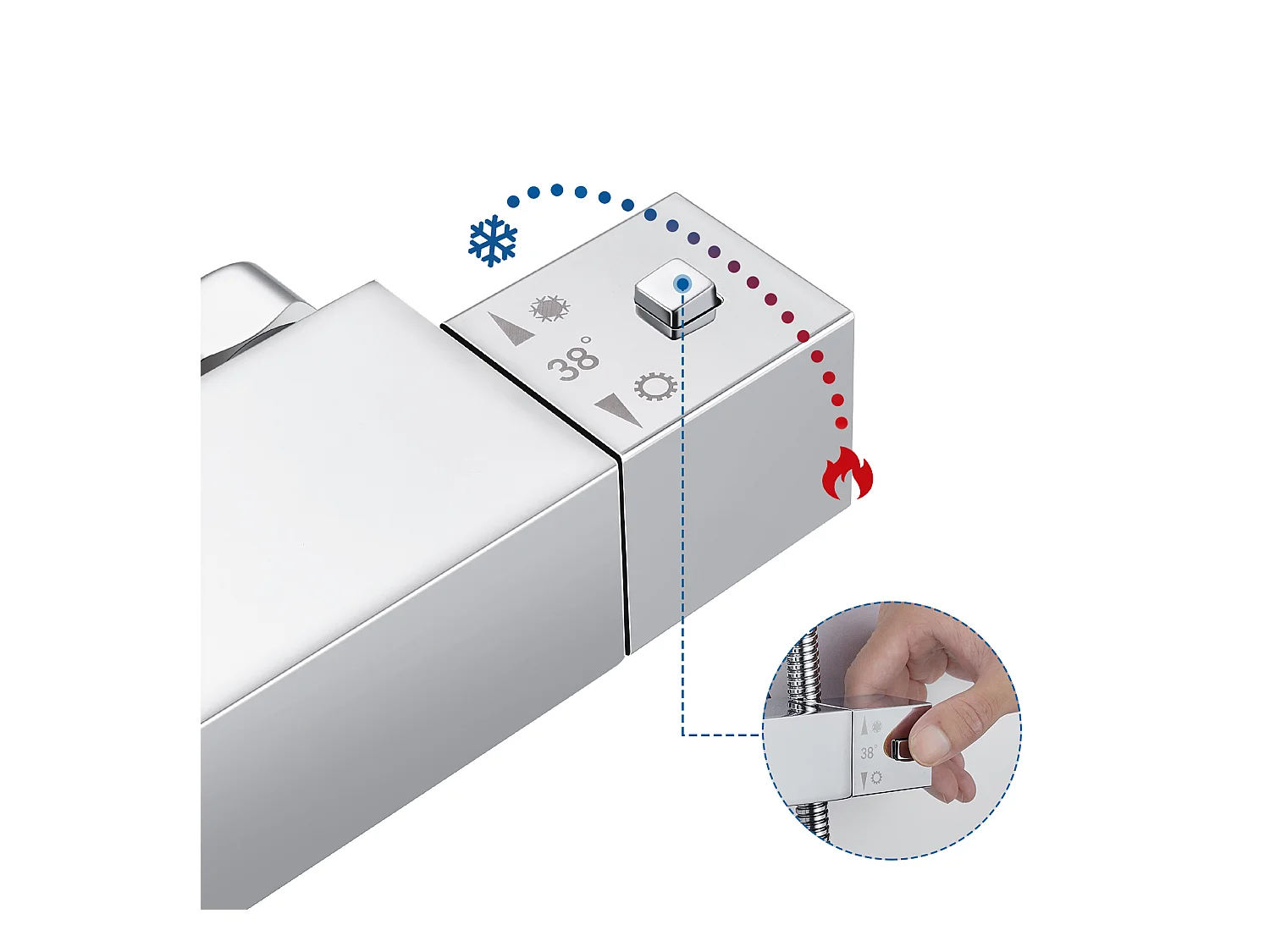 AURALUM MAX Colonne  Douche Thermostatique,Réglable en Hauteur,Système Douche avec Pommeau de Pluie et Douchette à Main Carré,Acier Inoxydable Chromé