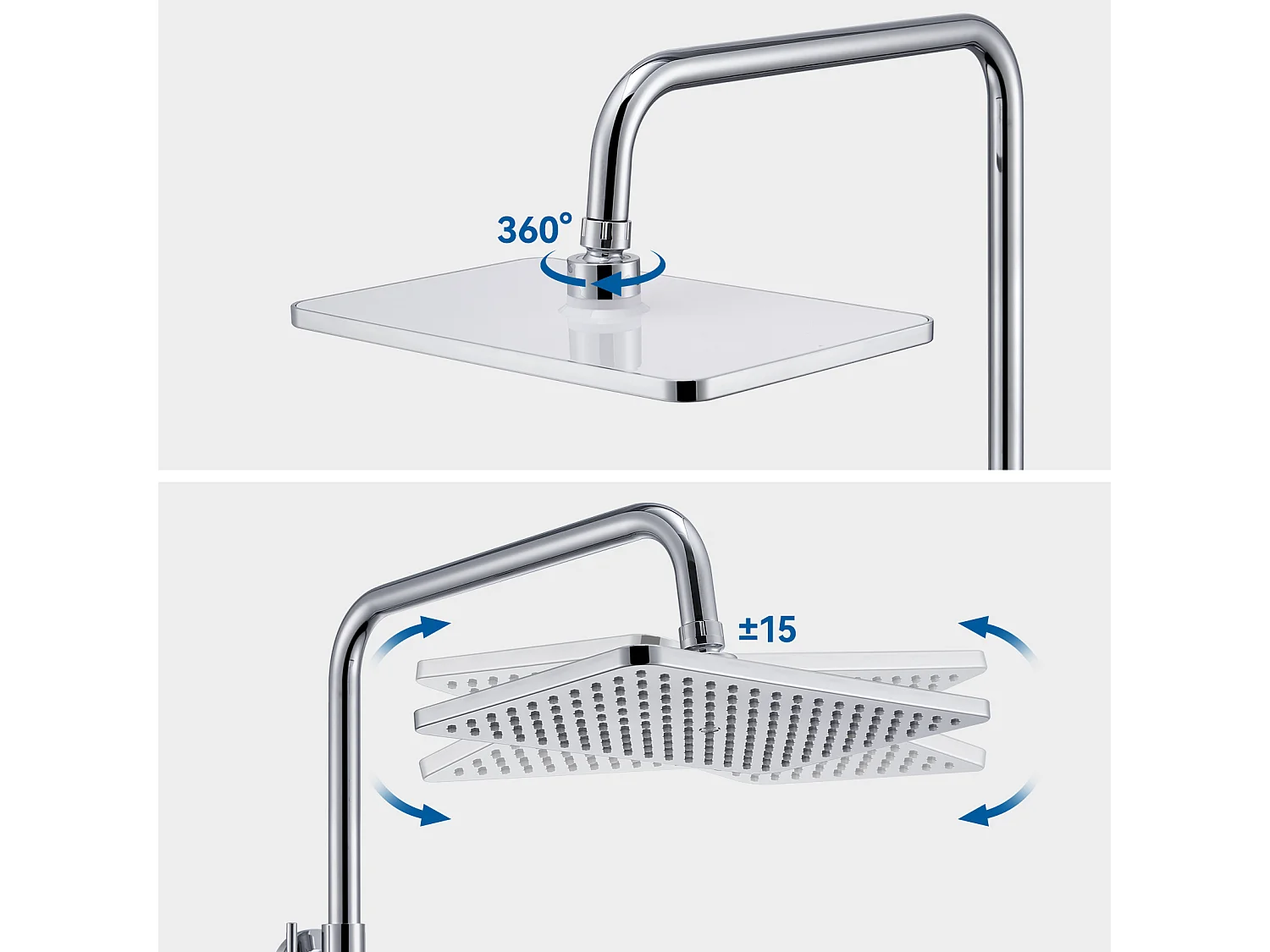 Colonne de Douche Mécanique, Colonne Douche Chromé,Hauteur Réglable 90-1240mm pour Salle Bain,Mitigeur Douche avec Douchette/Pommeau deDouche