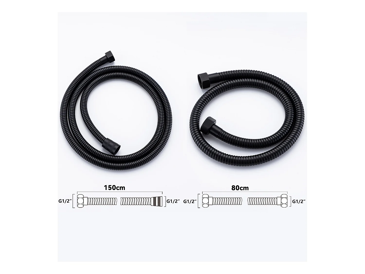 Douchekolom Zonder Mengkraan Douchesysteem met Handdouche/KopVierkante Douche 10 Inch/In Hoogte Verstelbaar 690-1130 mm Badkamer,Zwart