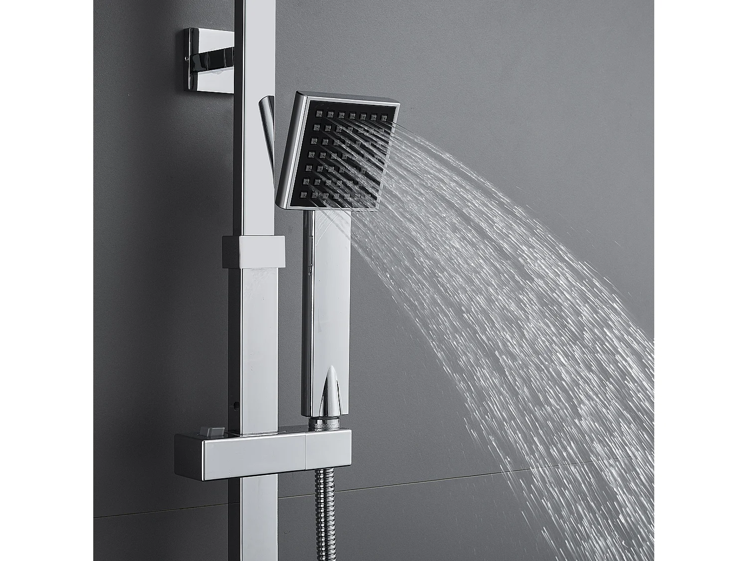 Thermostatische Duschsäule, 2 Funktionen, Duschset mit 10-Zoll-Duschkopf, einstellbare Höhe 92-125 cm