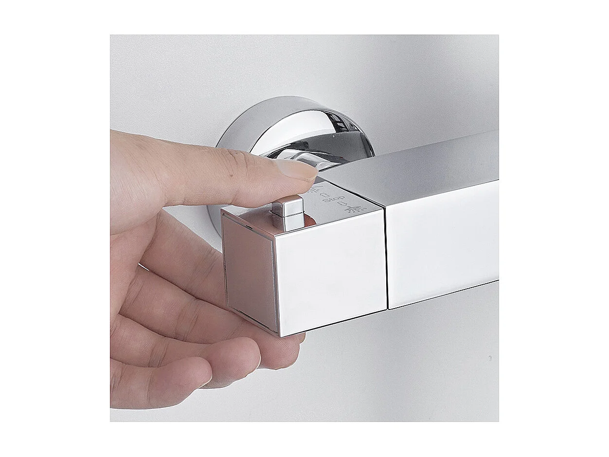 Colonne de Douche Thermostatique 2 Fonctions Ensemble de Douche avec Tête de Douche de 10 pouces, Hauteur Réglable 92-125 cm