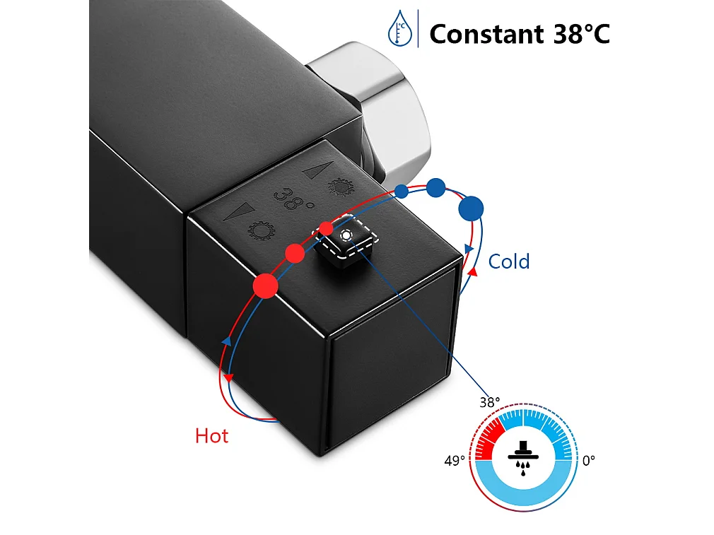 AURALUM MAX  Colonne de Douche Thermostatique, Noir, Ensemble de Douche Thermostatique en Laiton, avec Mitigeur,Hauteur Réglable