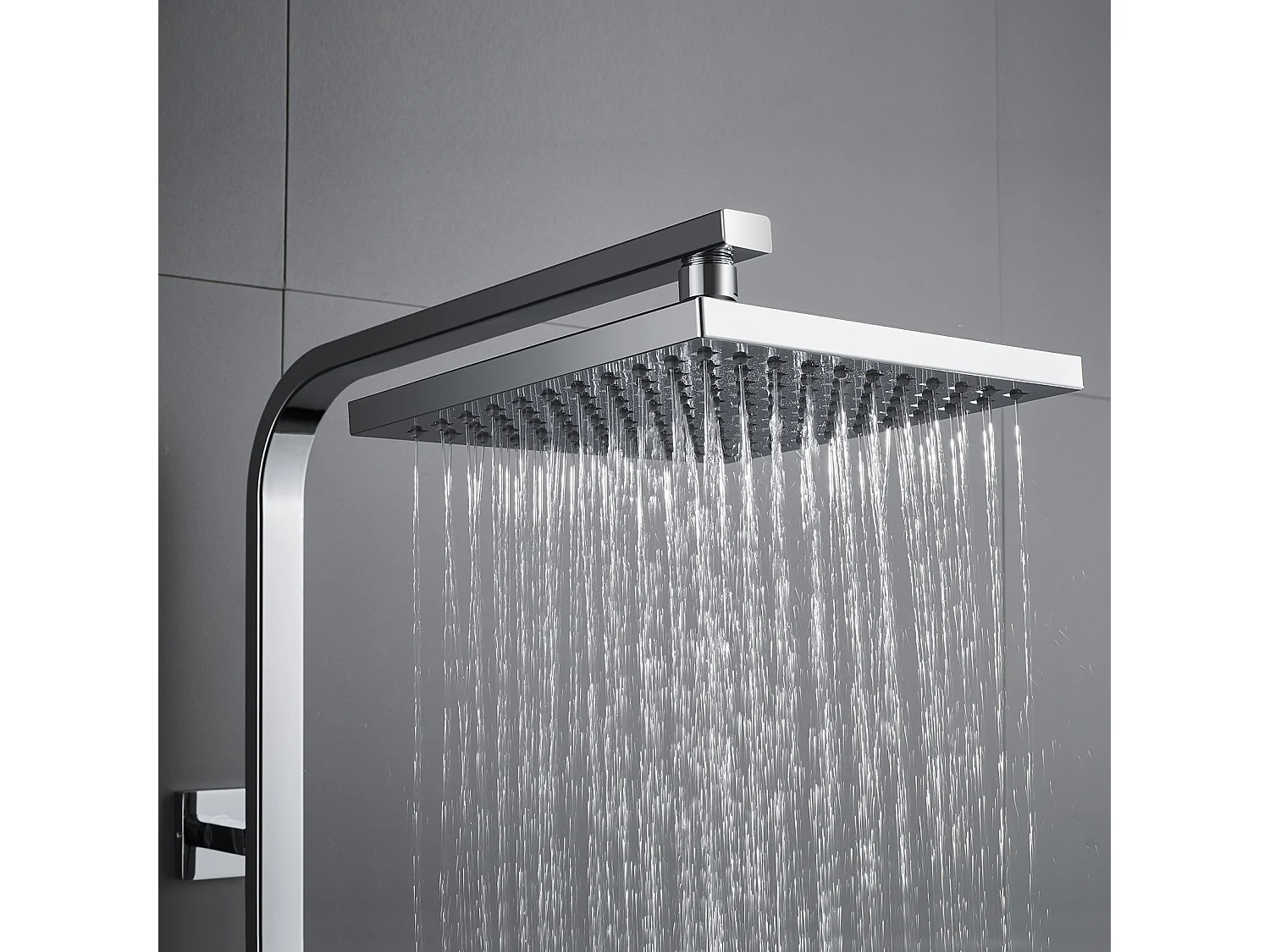 AURALUM MAX Système Colonne Douche Thermostatique Avec Mélangeur Thermostatique,Douche à Main/Douche Tête Carrée,Réglable Hauteur,Anti-Brûlure,Chromé