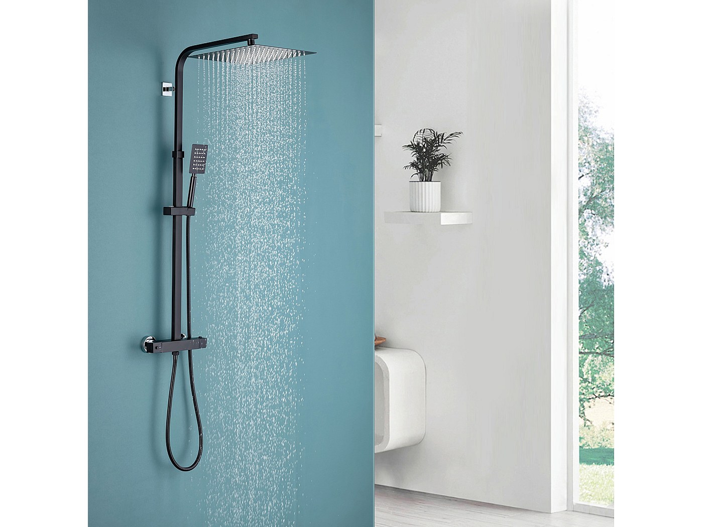 Pommeau De Douche Carré 40x40 Cm Acier Inoxydable 304 - Anti-Calcaire Silicone, Design Ultra Fin 2mm