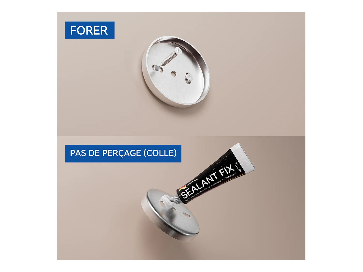 Auralum MAX Colonne de douche Interrupteur à poignée Ensemble de douche+Porte-Serviettes de Salle de Bain,Auto-adhésif/ Perçage,60CM,en INOX 304