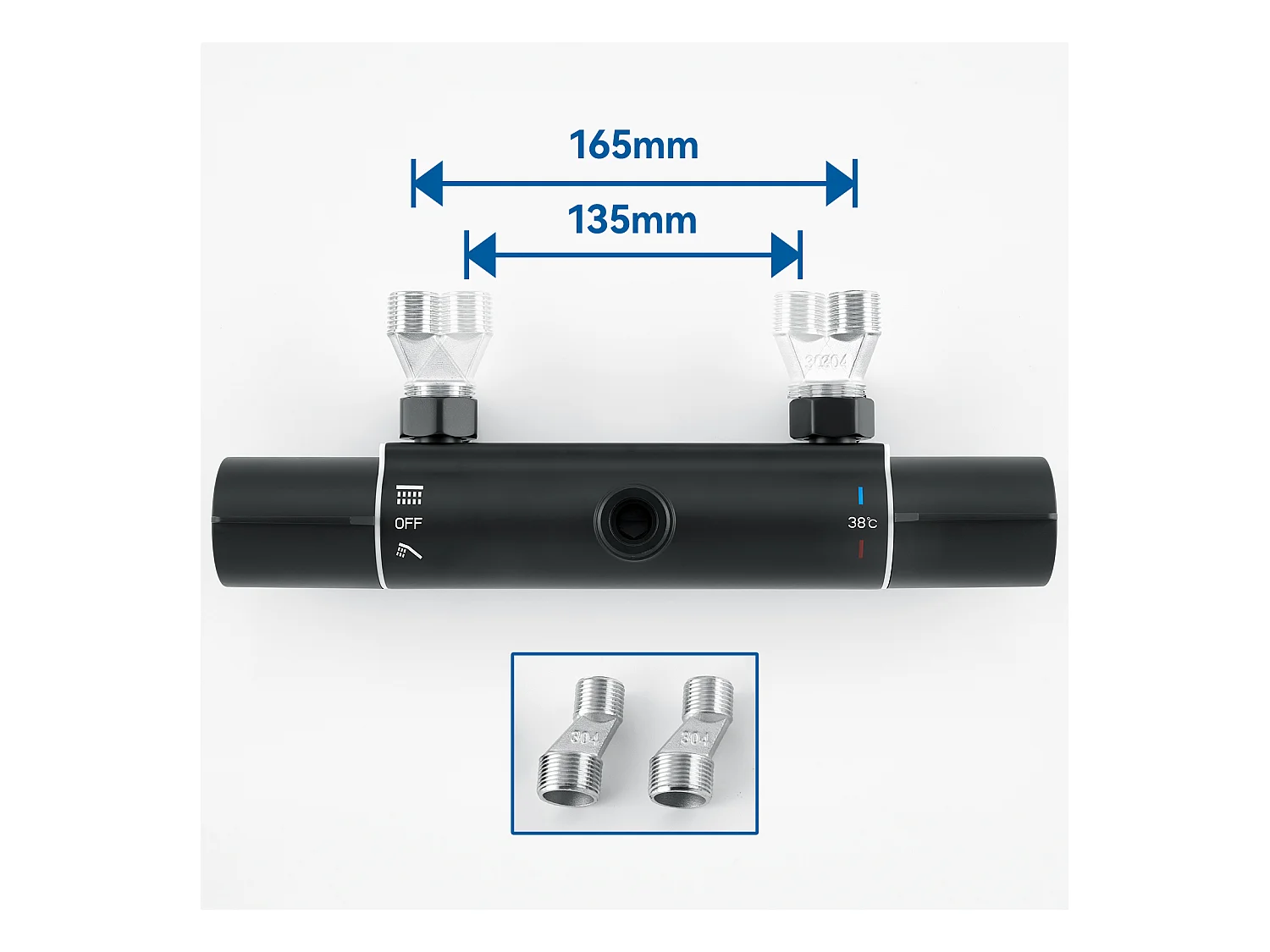 AURALUM MAX Columna Ducha Termostática Negro con Mezclador Termostático de 38°C,ColumnaDucha Ajustable Altura, Cabezal de Ducha/Pomo de Mano 3 Jets