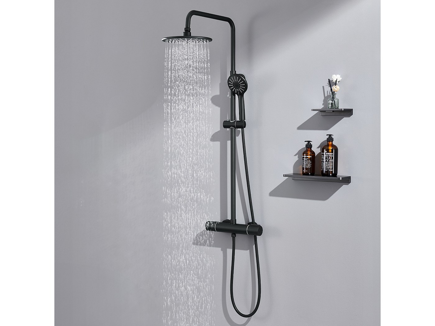 AURALUM MAX Colonne Douche Thermostatique Noir avec Mitigeur