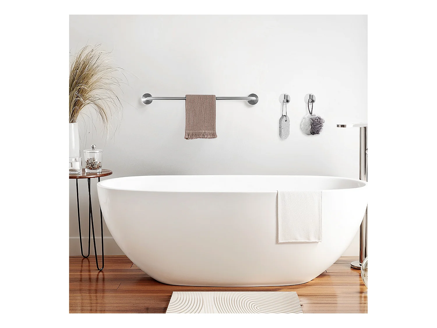 Auralum max Colonne de Douche Thermostatique Carré,Système de Douche Corps en Laiton+Ensemble Salle Bain Accessoire 6 Pièces,Inox,Brossé