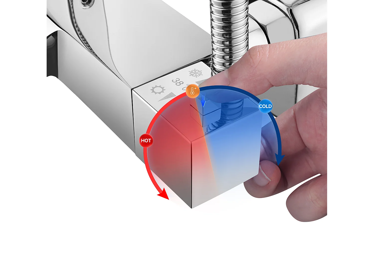 AURALUM MAX Chrom-Duschsäule, Duschsystem, Wandmontage, Duschset mit Duschkopf, Handbrause, Badewannenarmatur
