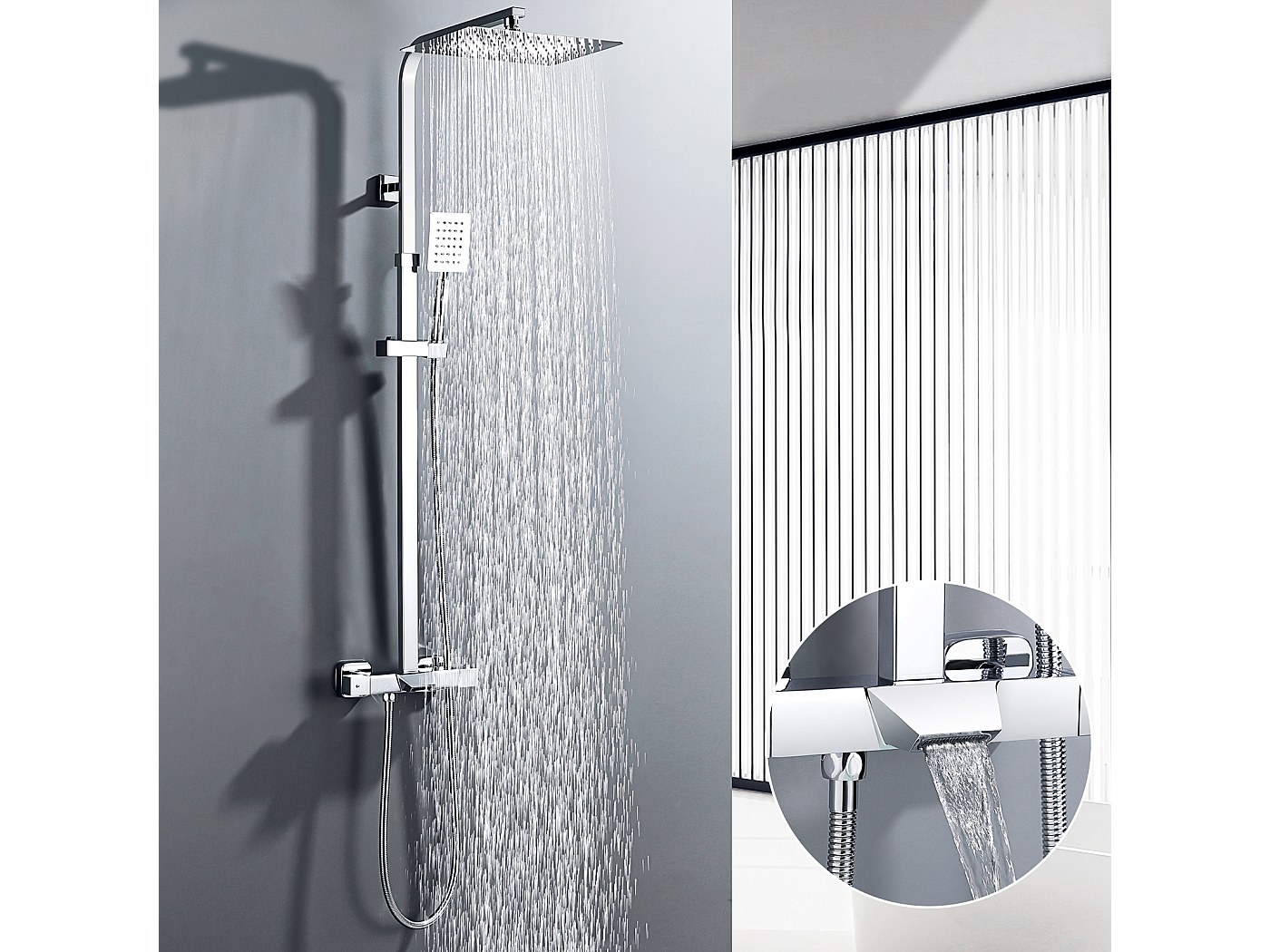 Tête De Douche Pluie 12 Pouces - Acier Inoxydable Noir - Rotative 360° - Jets Auto-nettoyants - ⌀30 Cm