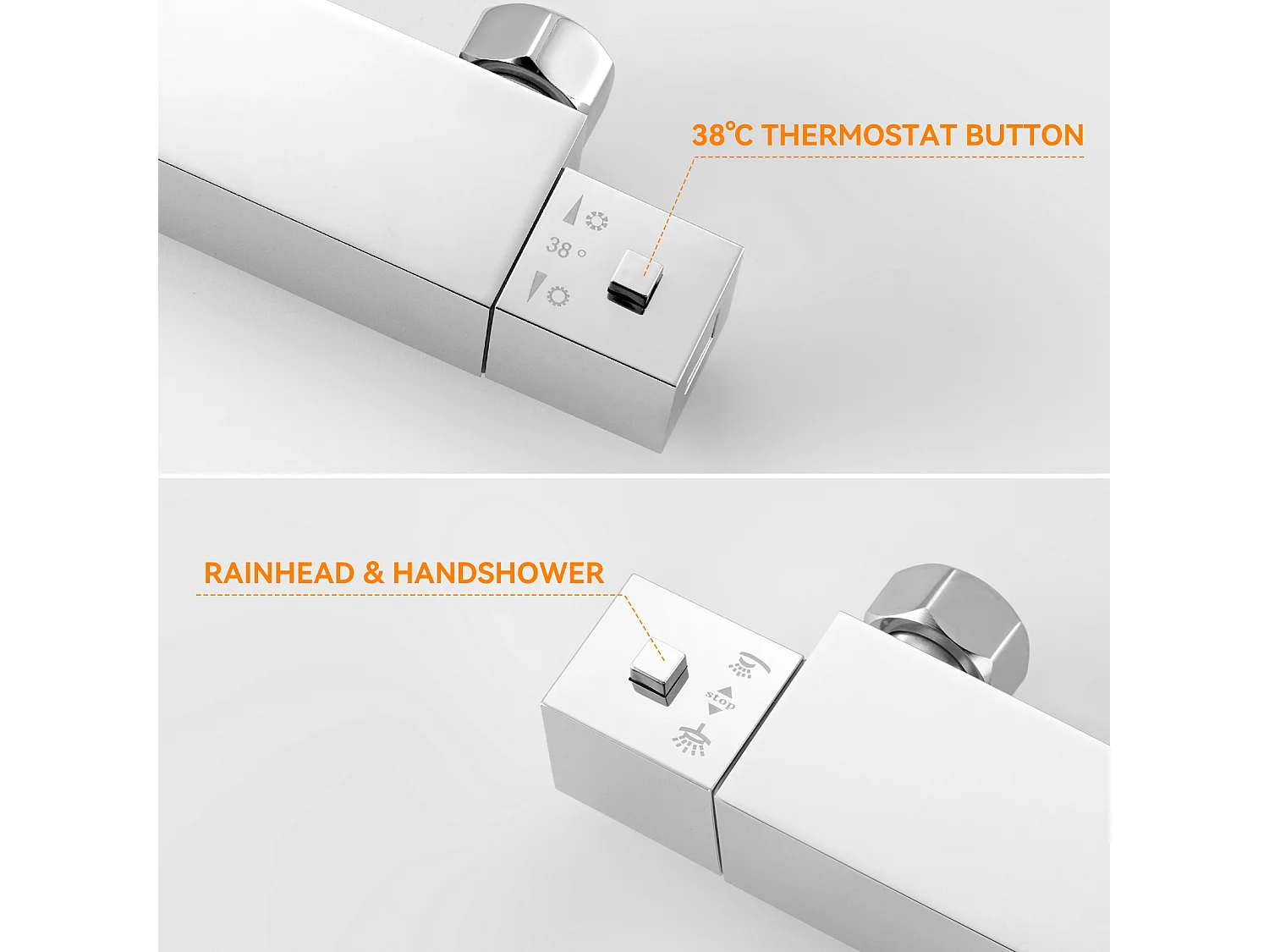 Colonne Douche Thermostatique 2 Fonctions Ensemble Douche Thermostat,Tête douche 12 pouces,Système Douche, Hauteur Réglable 96-130cm,Chromé