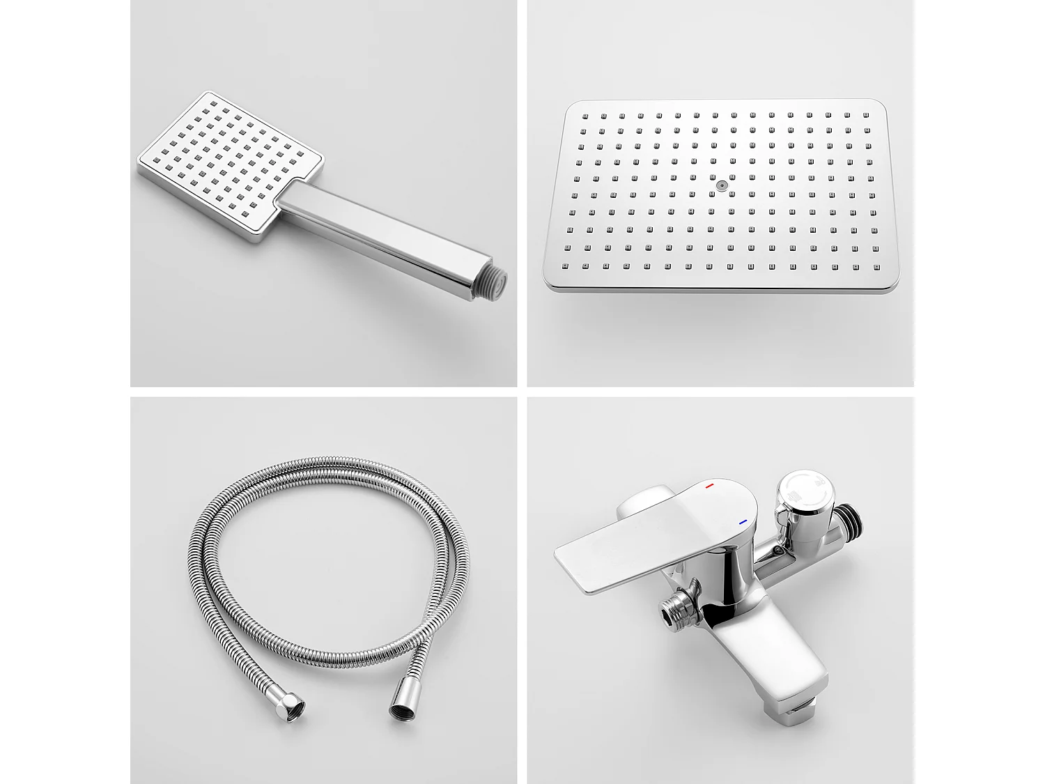 Colonne Douche Mécanique,Hauteur Réglable 90-1240mm Set de Douche en Laiton Chromé+60cm Porte-Serviettes Salle Bain Auto-adhésif ou Perçage en Inox