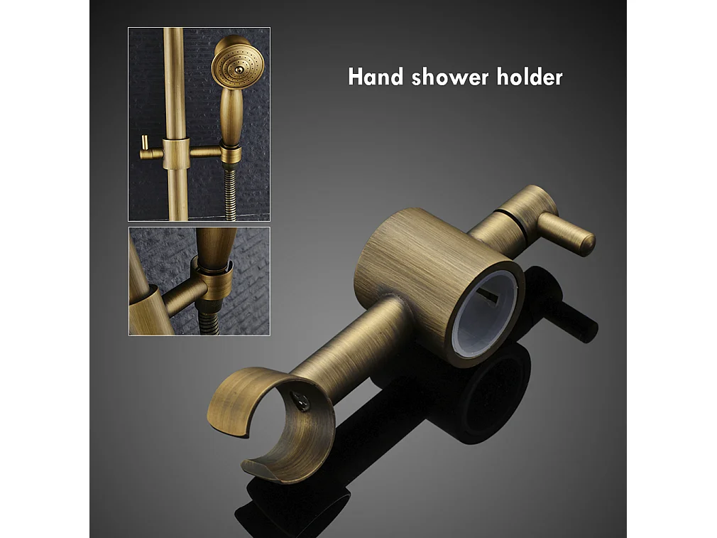 AURALUM MAX Columna Ducha Latón Retro Sistema de Ducha Ajustable Set de Ducha Mural Set Kit Ducha Bronce Mezclador Ducha para Baño