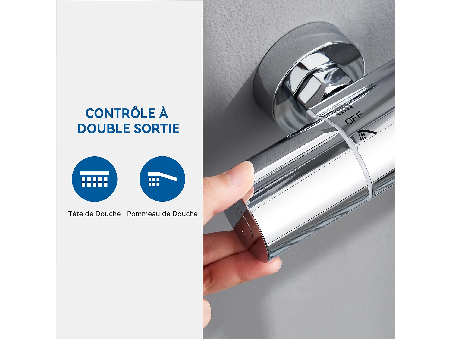 2pcs Columna de Ducha Termostática Cromada Conjunto Ducha Redonda de Latón Sistema de Ducha Altura Ajustable Ducha con 3 Jets De Agua