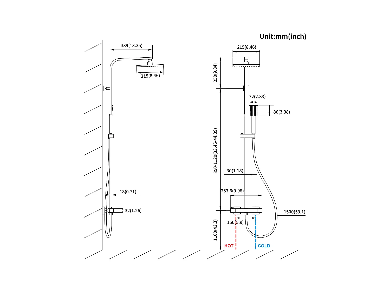Thermostatische Douchekolom Zwart, In Hoogte Verstelbaar, Met Mengkraan+PortE Handdoek Badkamer Zelfklevend/Boren,Wand Handdoekstangen,Zwart