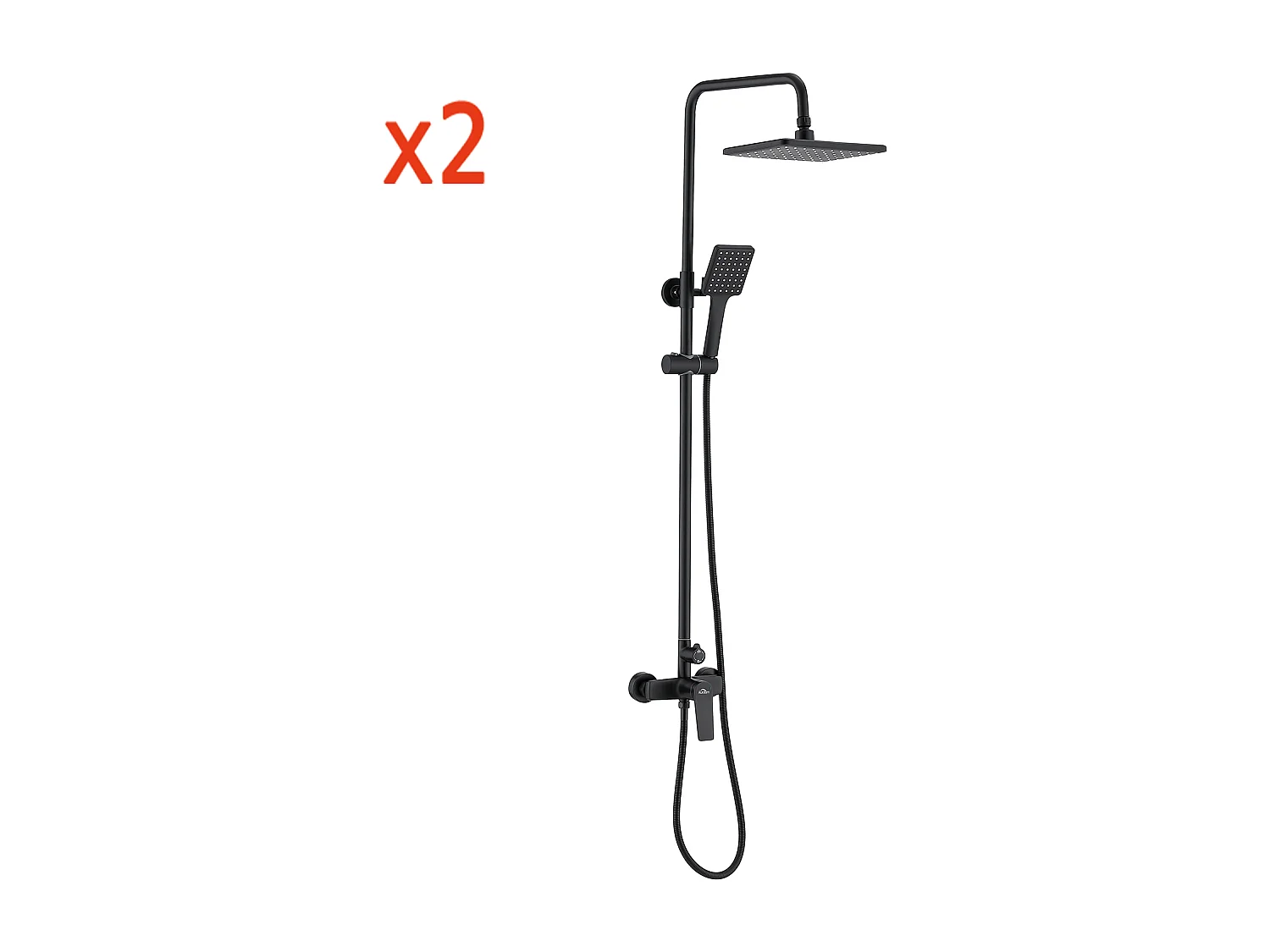 2pcs AURALUM MAX Colonne douche Noir Interrupteur à poignée Ensemble de douche avec 26*19cm douche de tête Douchette à main Carré pour Salle de Bain