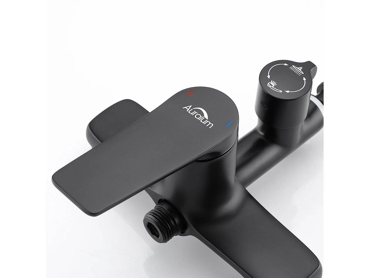 2pcs AURALUM MAX Colonne douche Noir Interrupteur à poignée Ensemble de douche avec 26*19cm douche de tête Douchette à main Carré pour Salle de Bain