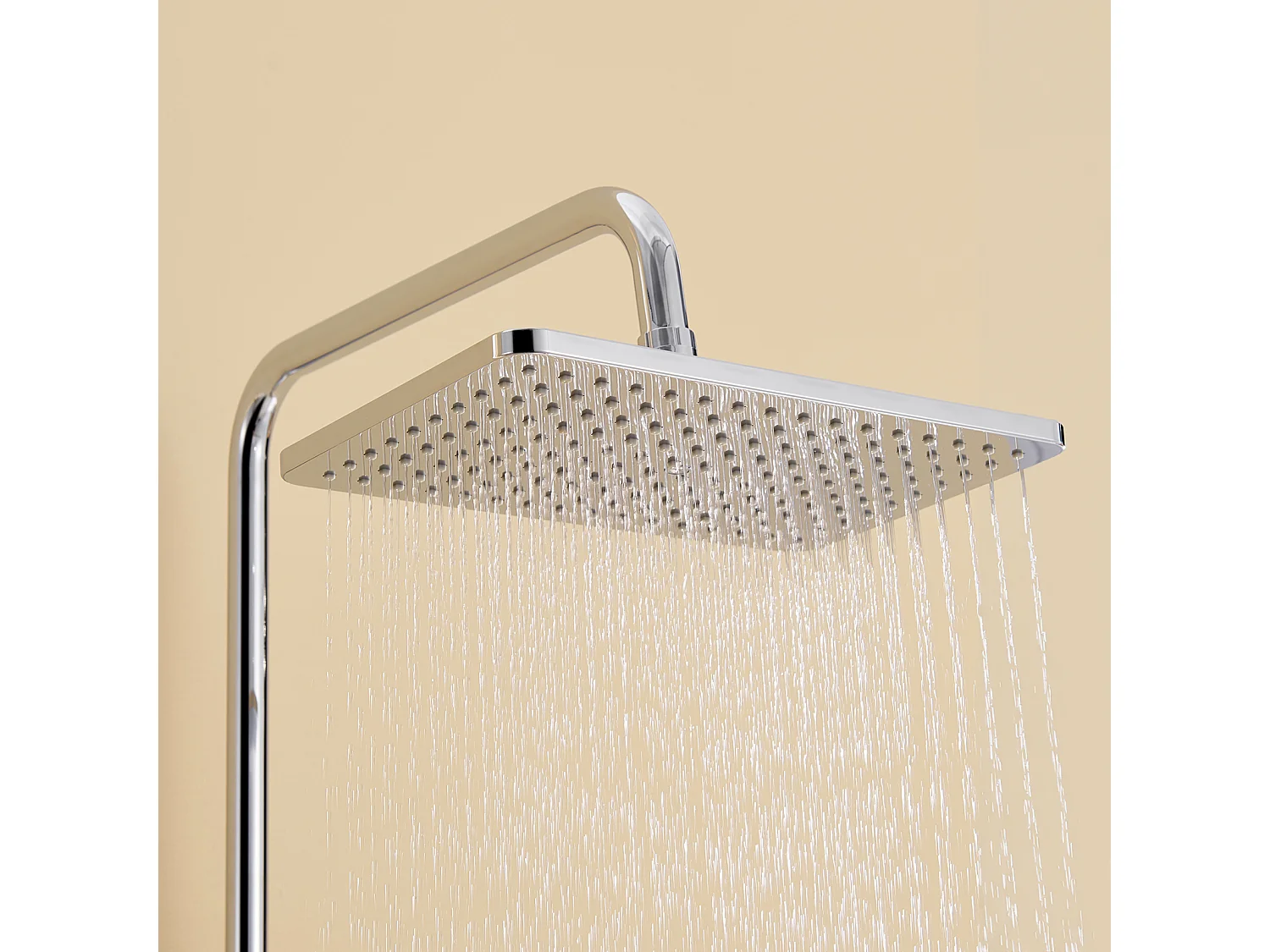 AURALUM MAX Colonne de Douche Chromé avec Mitigeur Hauteur Réglable entre 90-124cm,Systèmede Douche avec Douchette 29x19cm et Pommeau Douche