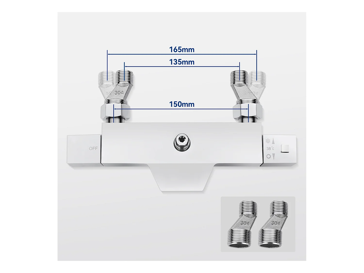 Colonne de Douche Thermostatique Chromée,3 Fonctions Kit de Douche avec 30 * 20cm Douche de Tête,Pommeau de Douche,Mitigeur de Douche Cascade