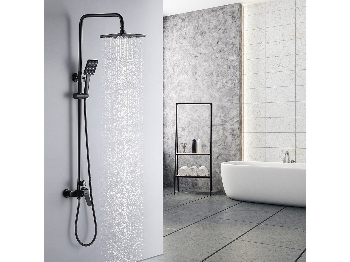 Colonne de Douche Noir avec Robinetterie Ensemble de Douche Hauteur