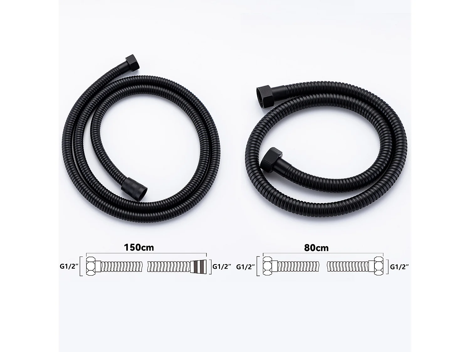 Schwarze Duschsäule ohne Mischbatterie, Duschsystem mit Handbrause/Duschkopf, höhenverstellbares Duschset, 690-1130 cm, Badezimmer, EU-Modell