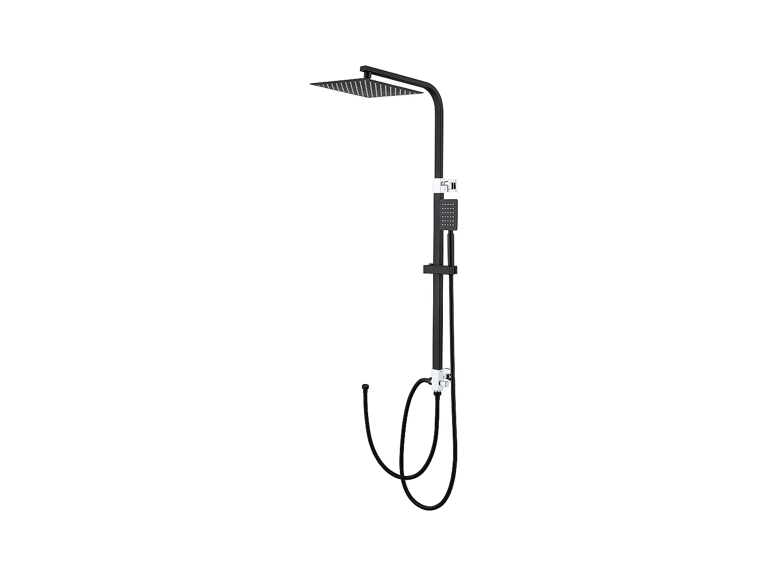 Colonne Douche Noir Sans Mitigeur Système Douche avec Douchette à Main/Tête Douche,Ensemble Douche Hauteur Réglable 690-1130cm Salle Bain,EU Modèle