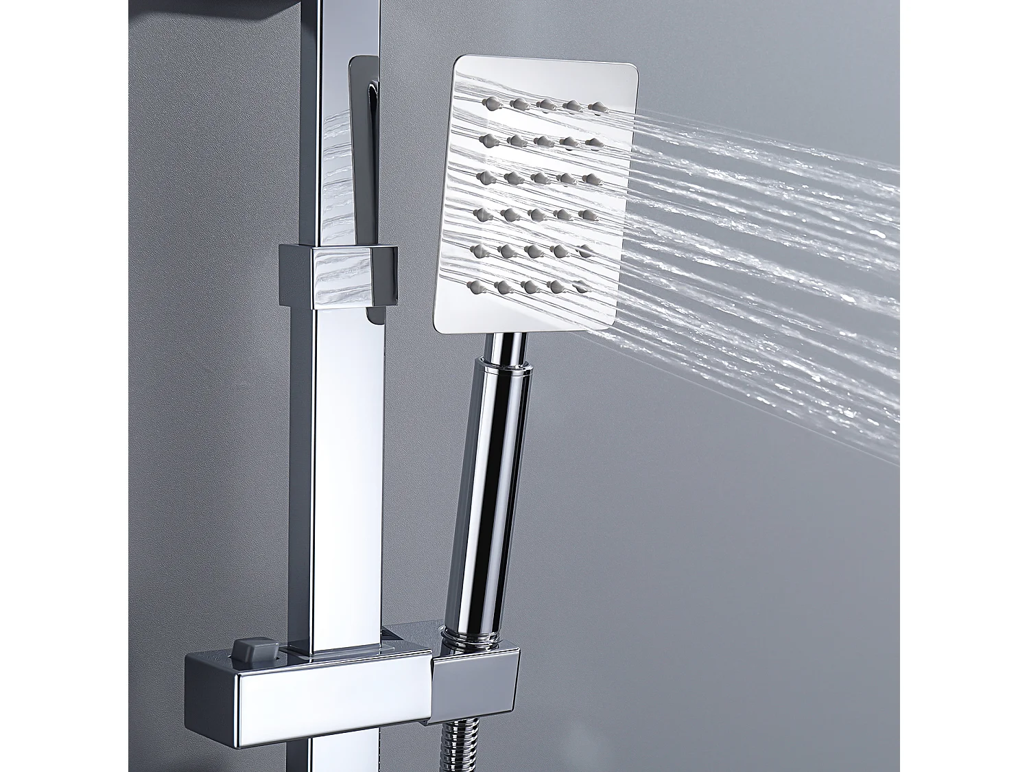 Thermostatische Duschsäule, höhenverstellbar, Duschsystem aus Messing, 3 Duschmodi, wandmontiertes Duschset, Chrom