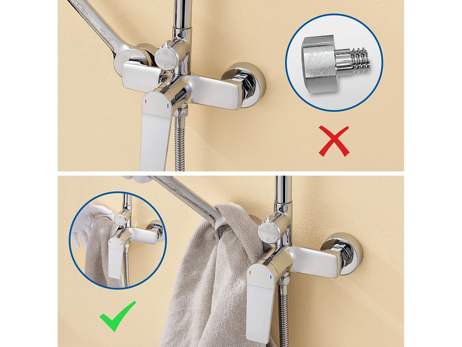 Colonna Doccia Meccanica, AURALUM MAX Colonna Doccia Cromata,Altezza Regolabile 90-1240mm per Bagno,Miscolatore Doccia con Doccia/Soffione Doccia