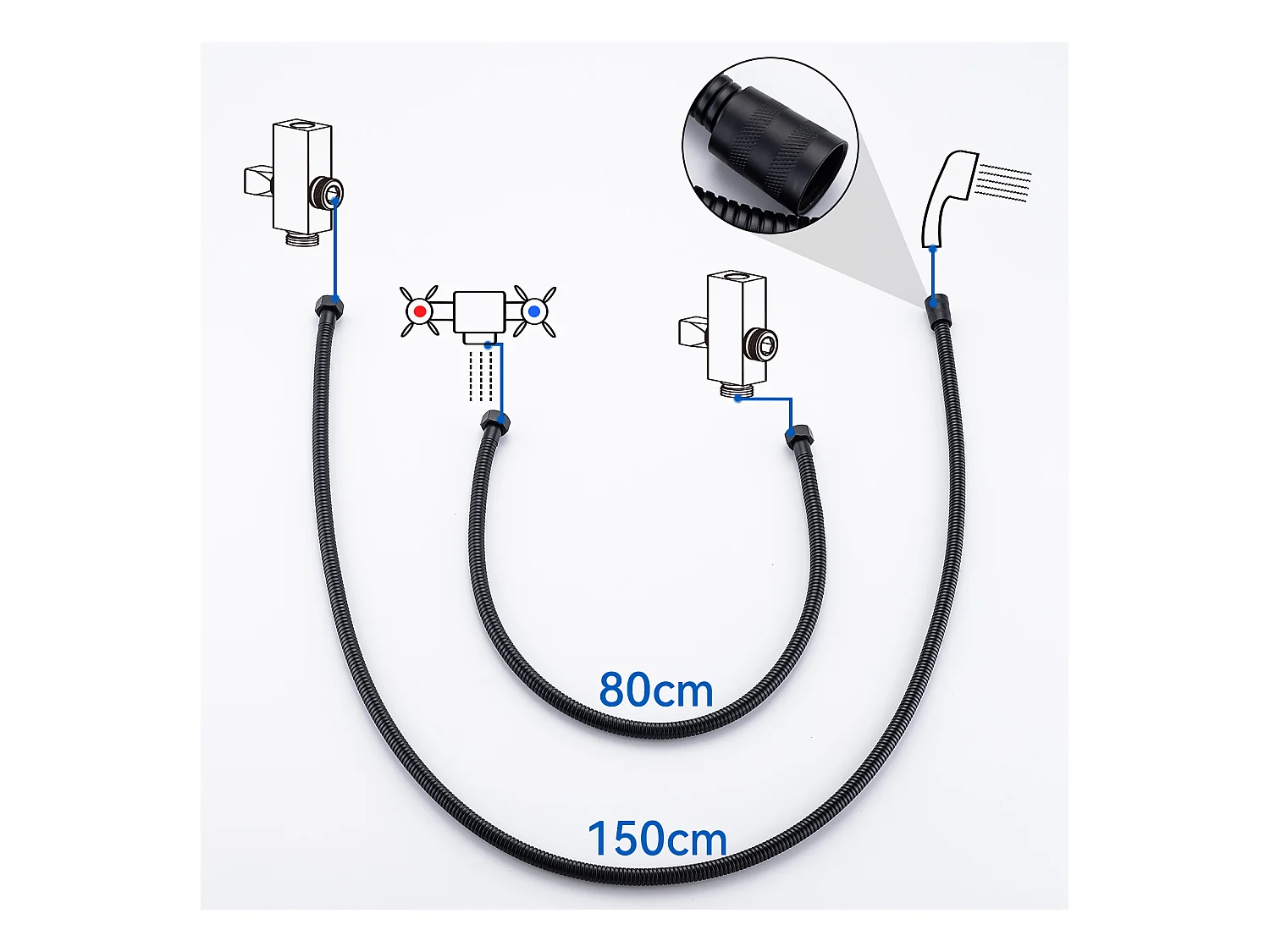 Colonne de Douche Noir Sans Mitigeur Système Douche avec Douchette à Main/Tête de Douche Carré 10 Pouces/Hauteur Réglable 690-1130 mm Salle de Bain