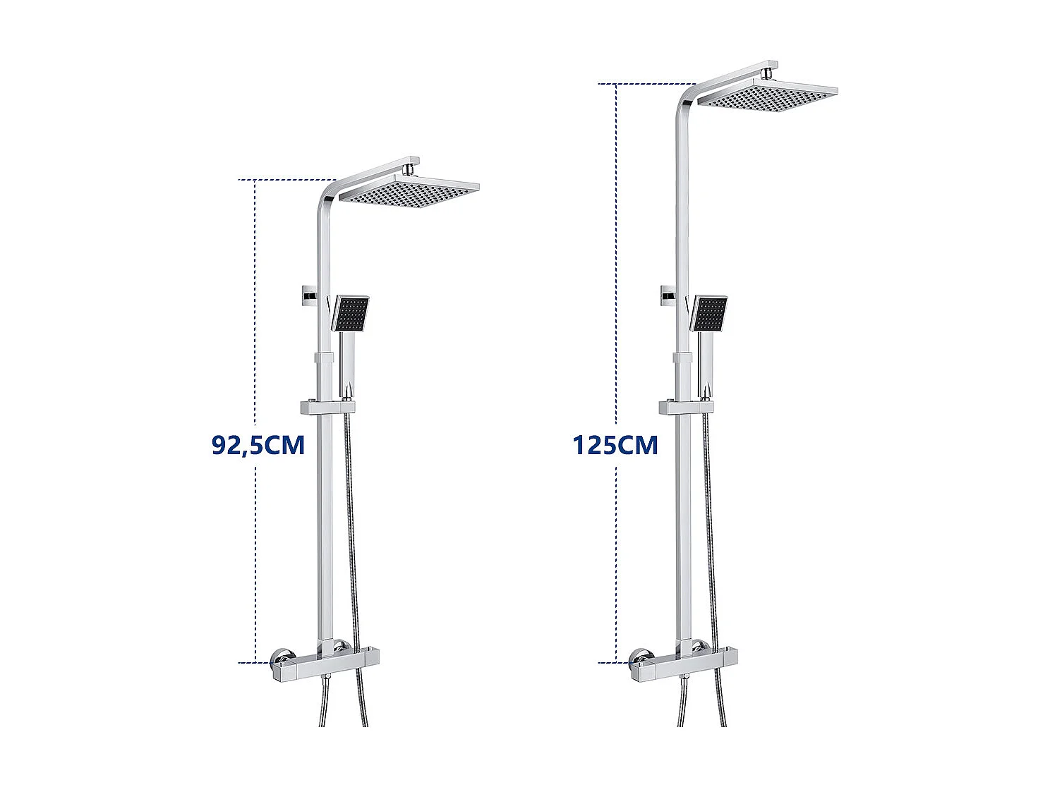 Sistema di Colonna Doccia Termostatico Con Miscelatore Termostatico,DocciaA mano/doccia testa quadrata,regolabile in altezza,cromato