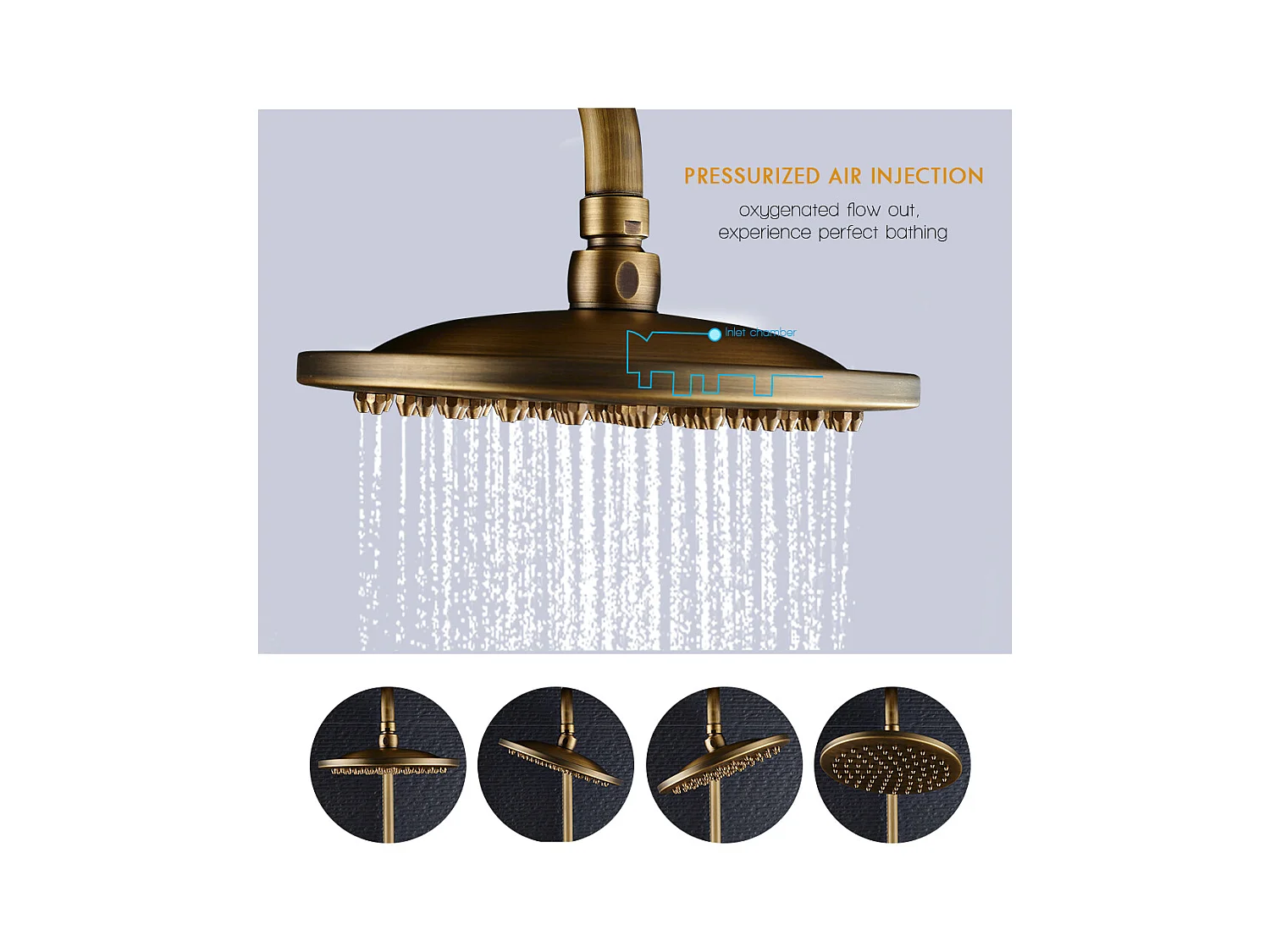 Columna Ducha Mecánica Conjunto de Ducha de Doble Mango Retro Sistema de Ducha Ajustable Kit de Ducha de Latón Antiguo Acabado Bronce