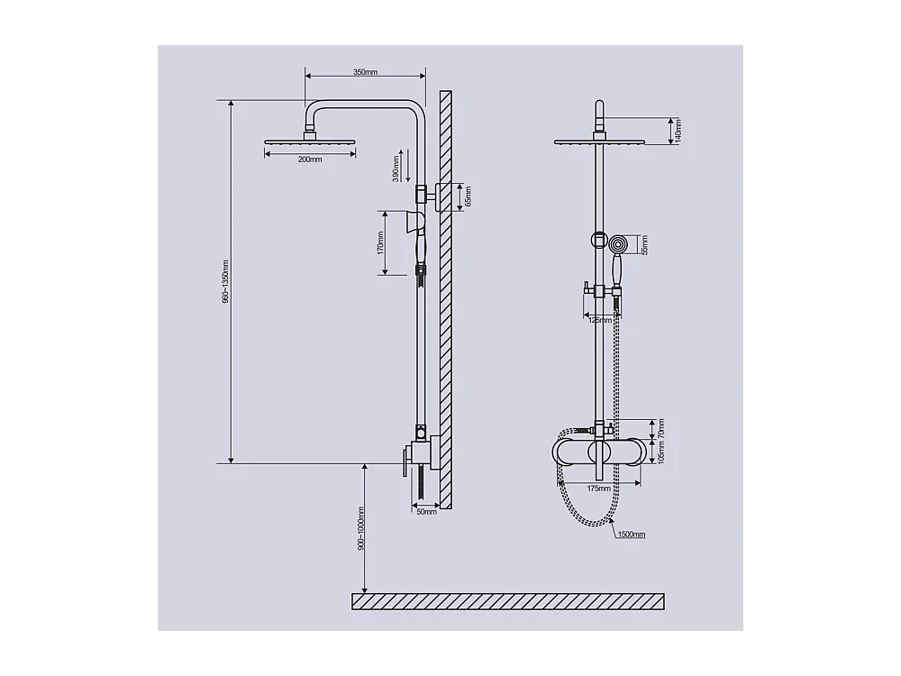 Columna Ducha Mecánica Conjunto de Ducha de Doble Mango Retro Sistema de Ducha Ajustable Kit de Ducha de Latón Antiguo Acabado Bronce