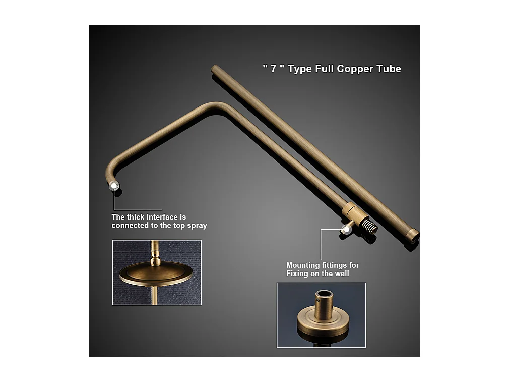 Columna Ducha Mecánica Conjunto de Ducha de Doble Mango Retro Sistema de Ducha Ajustable Kit de Ducha de Latón Antiguo Acabado Bronce