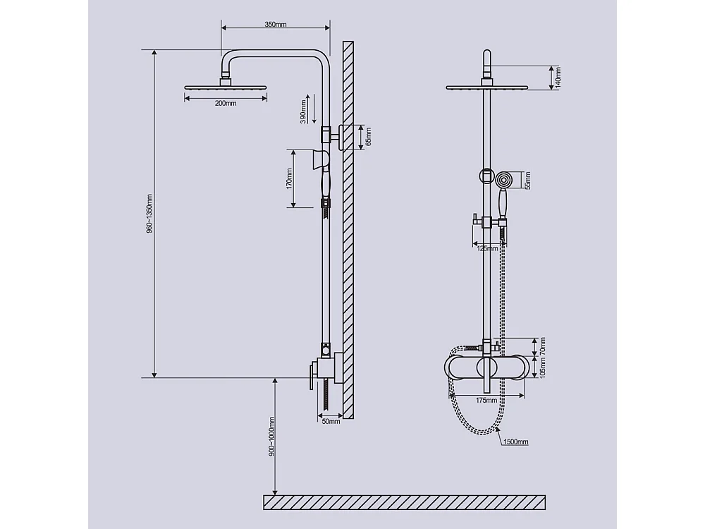 Columna Ducha Mecánica Conjunto de Ducha de Doble Mango Retro Sistema de Ducha Ajustable Kit de Ducha de Latón Antiguo Acabado Bronce