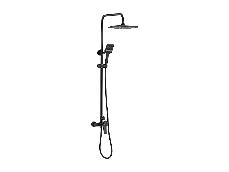 AURALUM MAX Colonna doccia Nero Interruttore con maniglia Set doccia con 26*19cm doccia testa Doccia a mano Quadrato per Bagno