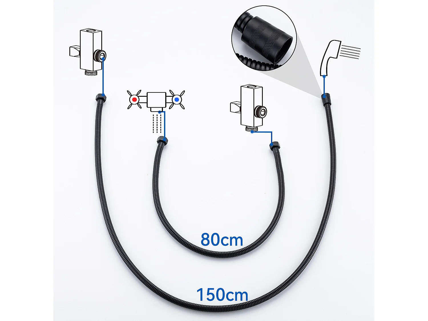 Schwarze Duschsäule ohne Mischbatterie Duschsystem mit Handbrause/Duschkopf 10 Zoll Höhenverstellbar 690-1130 mm Badezimmer, EU-Modell