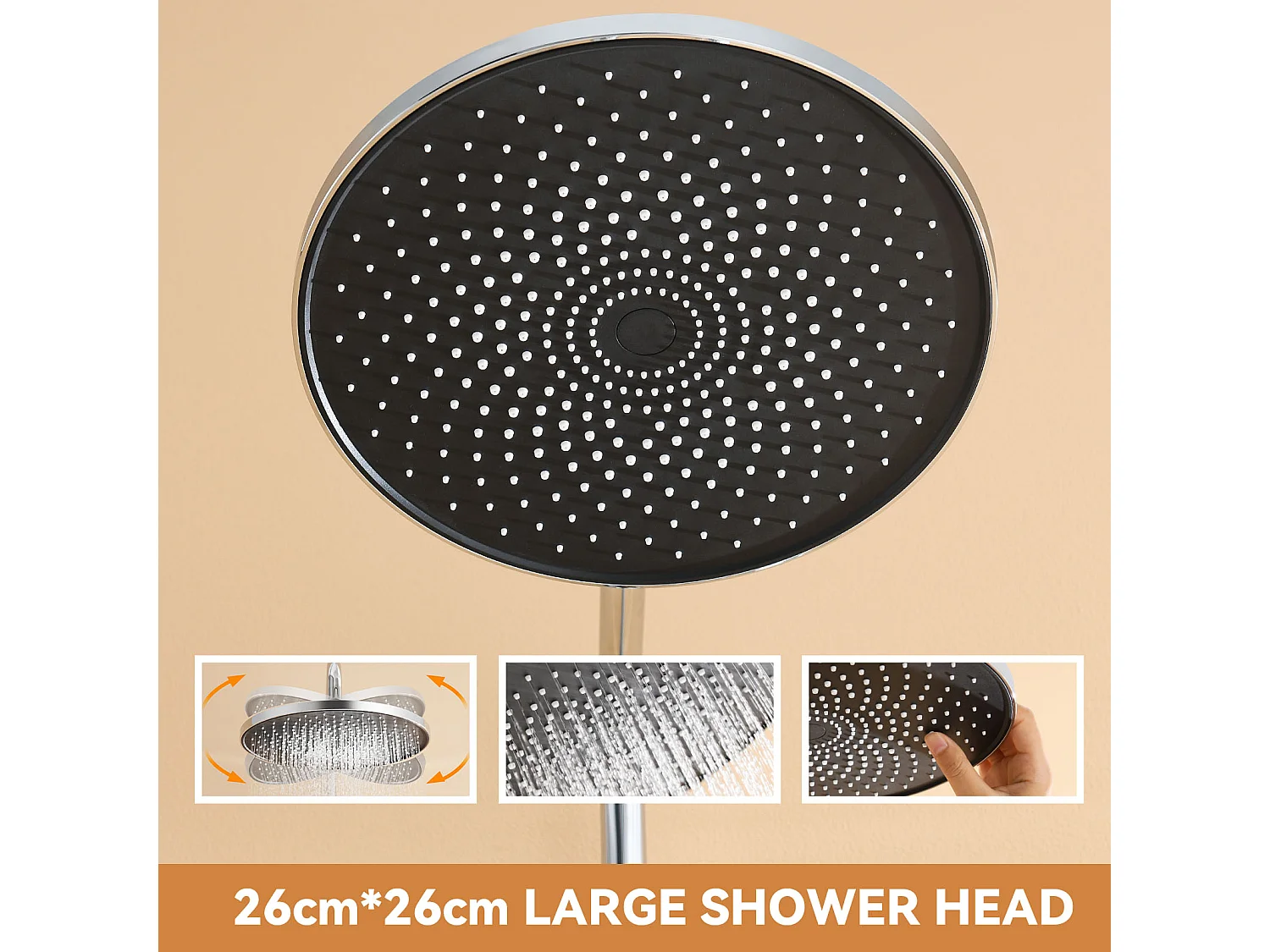 Colonna doccia meccanica cromata, setE di doccia rotonda, testa doccia10 pollici, doccia con 3 getti d'acqua, altezza regolabile103-139 cm Bagno