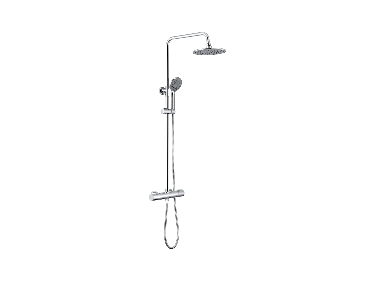 AURALUM MAX Colonne de Douche Thermostatique,Douchette à Main 3 Jets,9 Pouces Tête de Douche,Ensemble Douche Hauteur Réglable entre 800-1100mm,Chromé