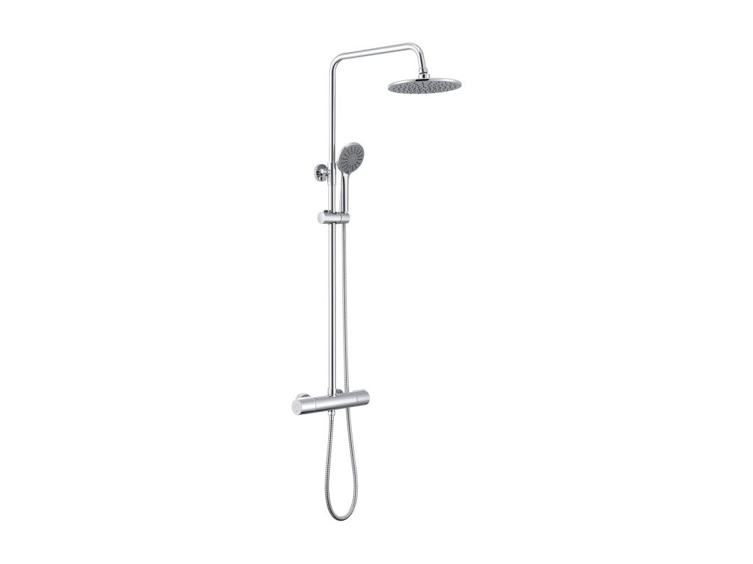 AURALUM MAX Columna DouChe Termostático,Ducha de Mano 3 Jets,9 Pulgadas Cabezal de Ducha,Conjunto de Ducha Altura Ajustable entre 800-1100mm,Cromado