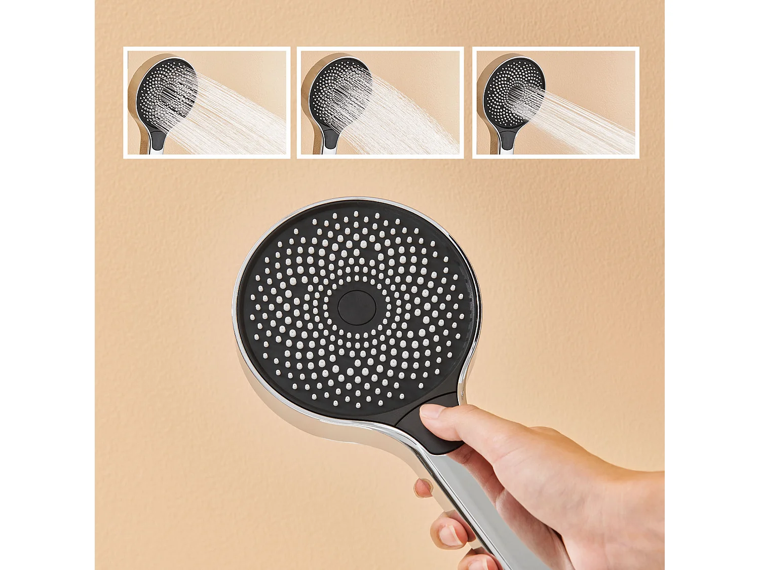 Colonna doccia,AURALUM MAX Colonna doccia con miscelatore altezza regolabile,Miscelatore vasca con testa doccia 26 * 26cm,Pomello a mano 3 getti