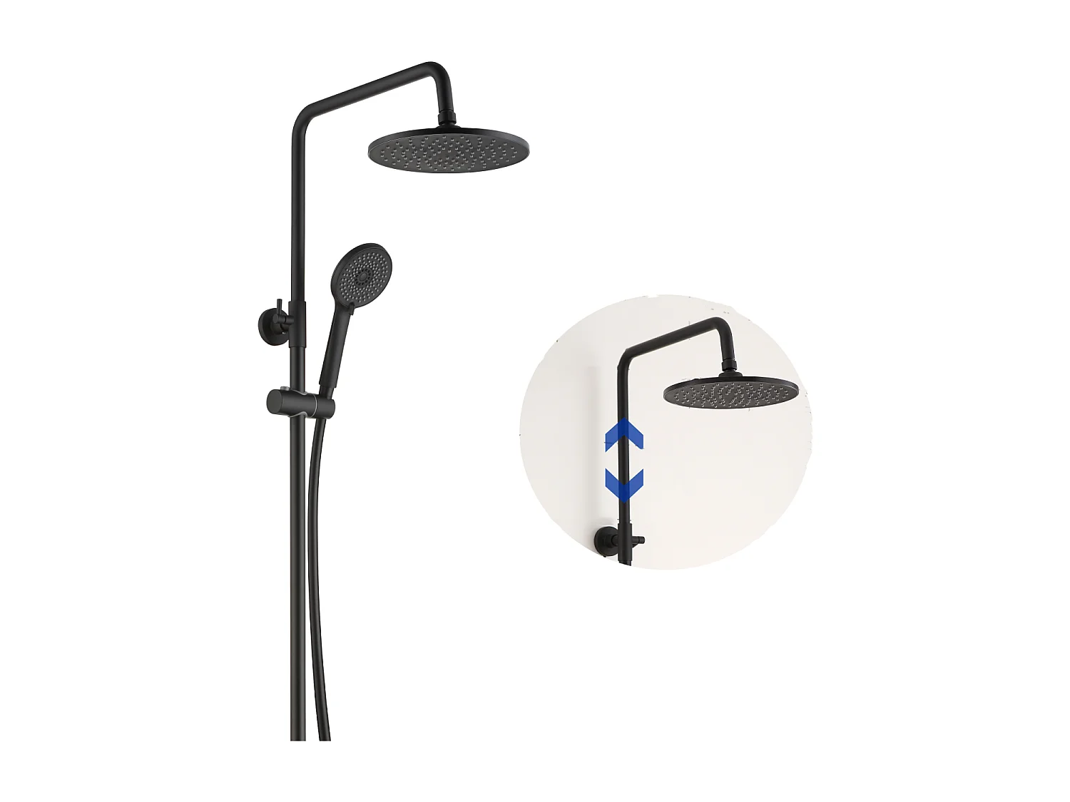 Cecipa max Noir Colonne de Douche Thermostatique Ensemble de Douche Ronde avec Mitigeur Système de Douche Hauteur Réglable,EU Modèle