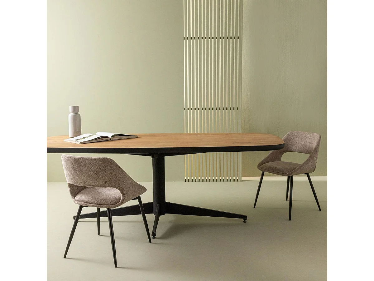 Set van 6 stoelen in stof met metalen onderstel L51 cm - ELODIE