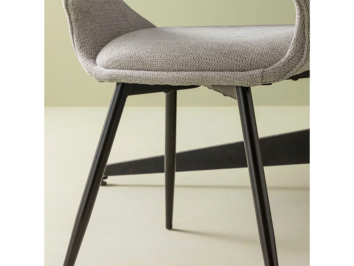 Set van 6 stoelen in stof met metalen onderstel L51 cm - ELODIE