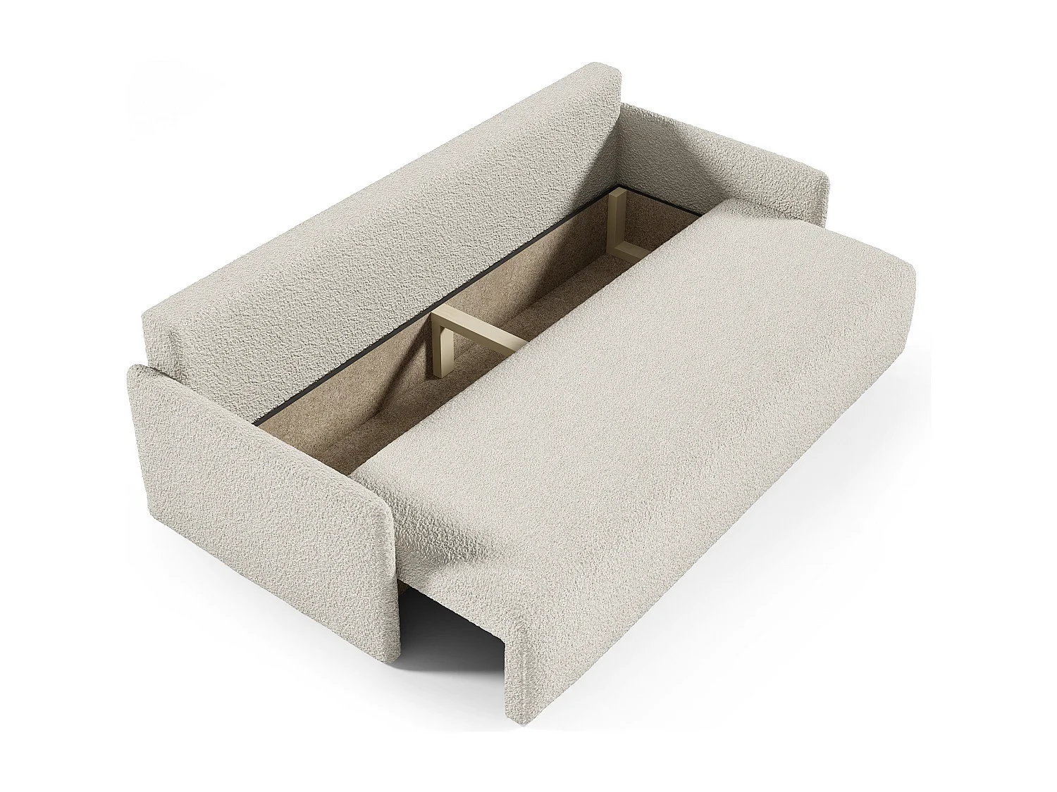 Sofa mit Schlaffunktion, Stauraum - Bouclé-Bezug - creme - GLOVE