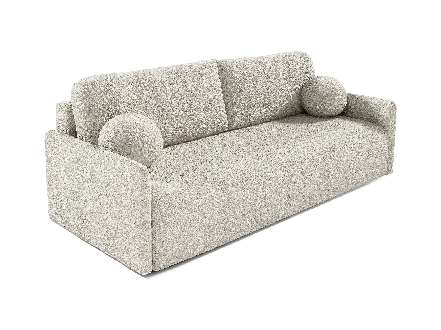Sofa mit Schlaffunktion, Stauraum - Bouclé-Bezug - creme - GLOVE