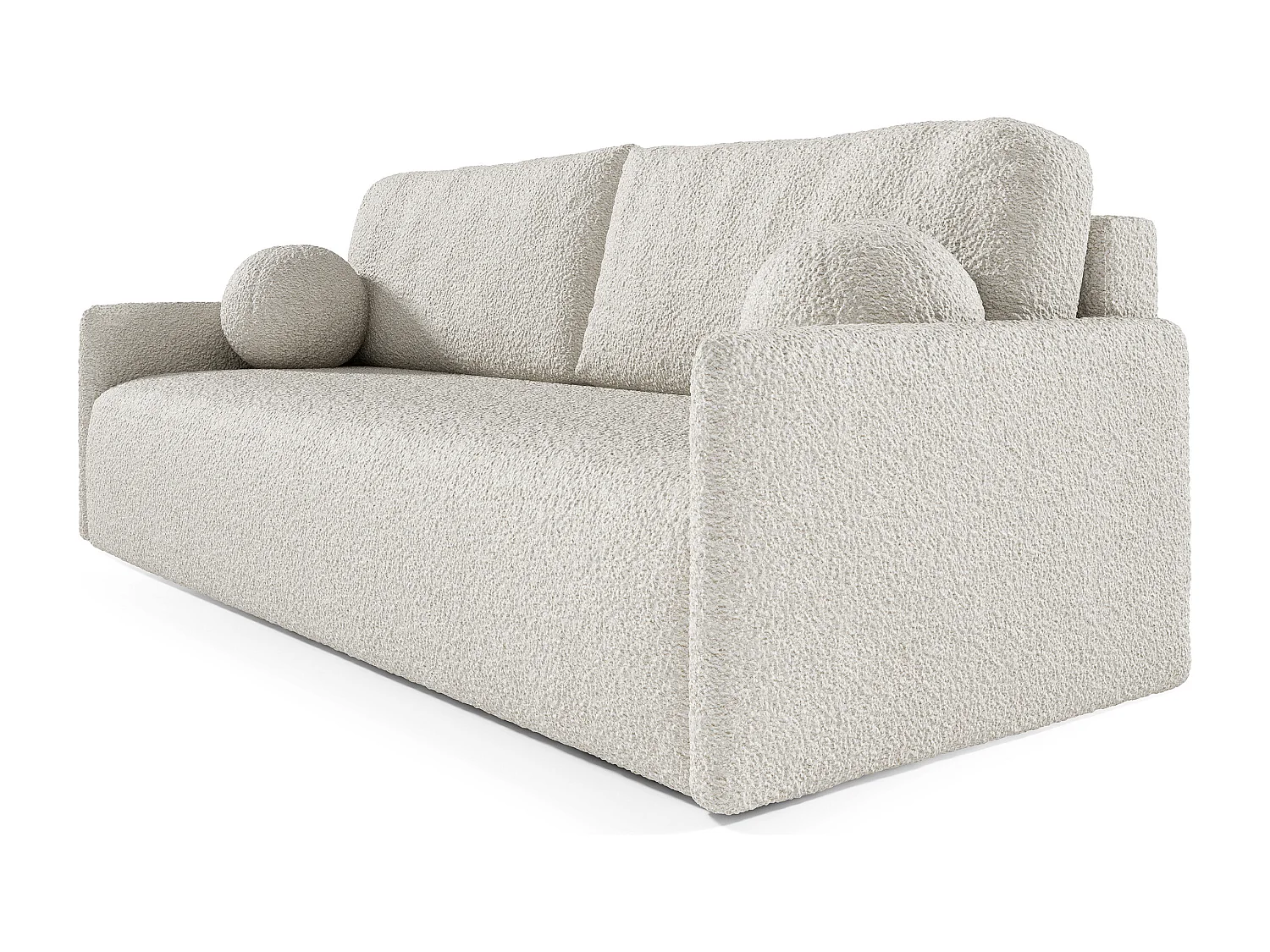 Sofa mit Schlaffunktion, Stauraum - Bouclé-Bezug - creme - GLOVE
