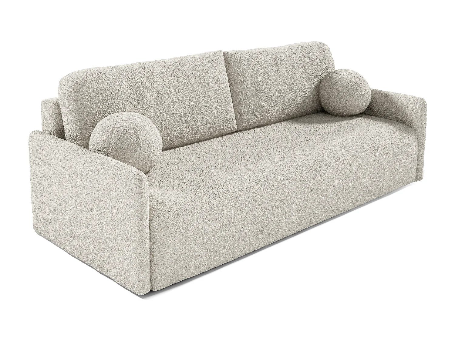 Canapé convertible 3 places - en bouclette crème - GLOVE