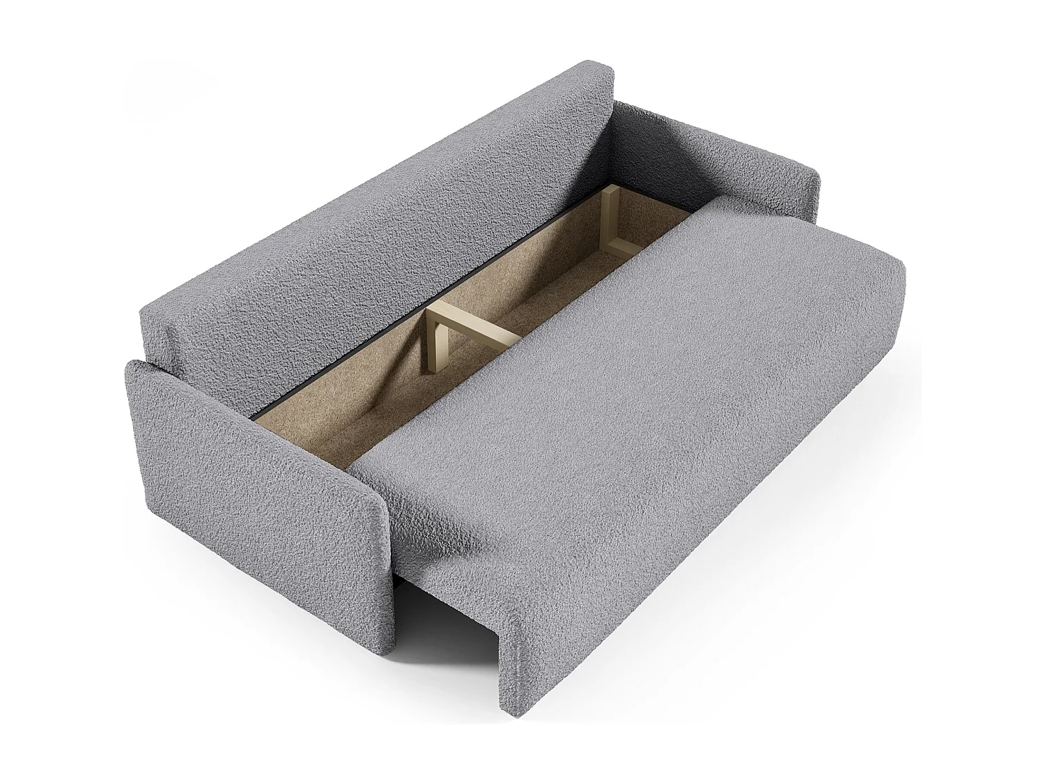 Sofa mit Schlaffunktion, Stauraum - Bouclé-Bezug - grau - GLOVE