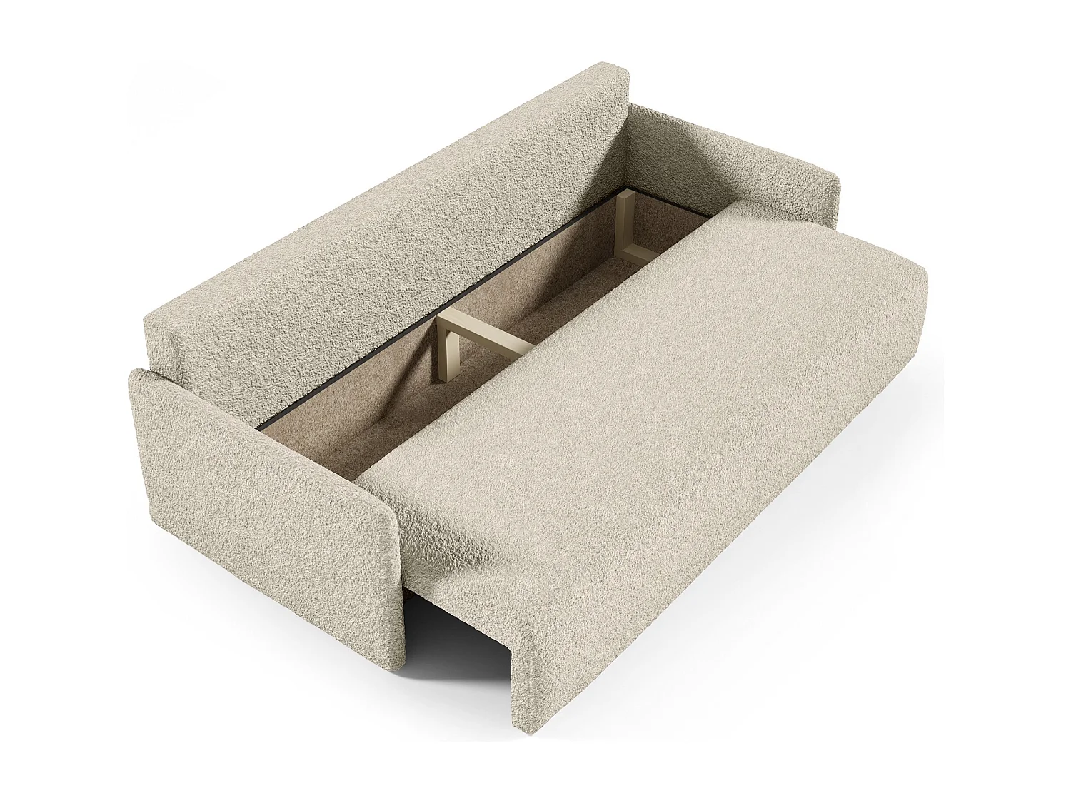 Canapé convertible 3 places - en bouclette beige - GLOVE