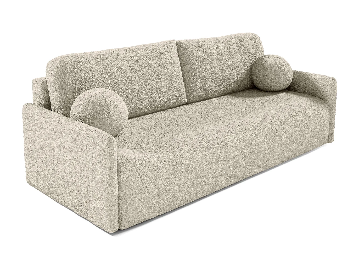 Canapé convertible 3 places - en bouclette beige - GLOVE